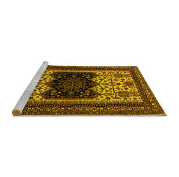 Sideview of Machine Washable Persian Yellow Traditional Rug, wshtr1712yw