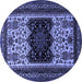 Round Persian Blue Traditional Rug, tr1712blu