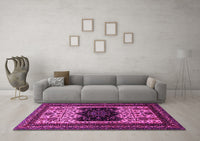 Machine Washable Persian Pink Traditional Rug, wshtr1712pnk