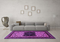 Machine Washable Persian Purple Traditional Rug, wshtr1712pur