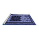 Sideview of Machine Washable Persian Blue Traditional Rug, wshtr1712blu