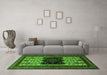 Machine Washable Persian Green Traditional Area Rugs in a Living Room,, wshtr1712grn