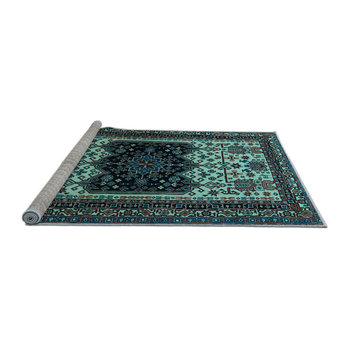 Sideview of Machine Washable Persian Light Blue Traditional Rug, wshtr1712lblu