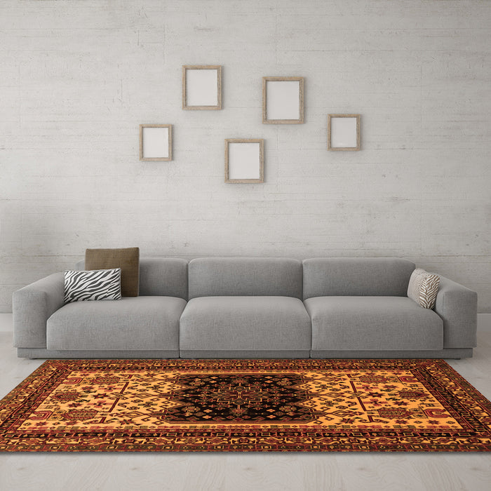 Machine Washable Persian Orange Traditional Area Rugs in a Living Room, wshtr1712org