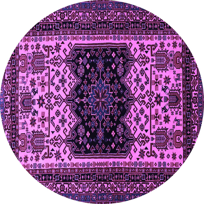Round Machine Washable Persian Purple Traditional Area Rugs, wshtr1712pur