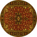 Round Machine Washable Persian Yellow Traditional Rug, wshtr1713yw