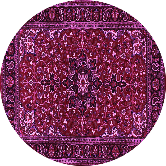 Round Machine Washable Persian Pink Traditional Rug, wshtr1713pnk