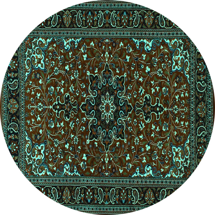 Round Persian Turquoise Traditional Rug, tr1713turq