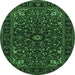 Round Persian Emerald Green Traditional Rug, tr1713emgrn