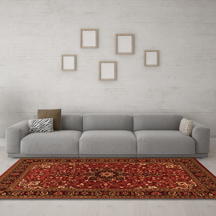 Machine Washable Persian Orange Traditional Area Rugs in a Living Room, wshtr1713org