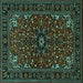 Square Machine Washable Persian Turquoise Traditional Area Rugs, wshtr1713turq