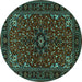 Round Machine Washable Persian Turquoise Traditional Area Rugs, wshtr1713turq