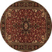 Round Machine Washable Persian Brown Traditional Rug, wshtr1713brn