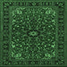 Square Machine Washable Persian Emerald Green Traditional Area Rugs, wshtr1713emgrn