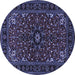 Round Machine Washable Persian Blue Traditional Rug, wshtr1713blu