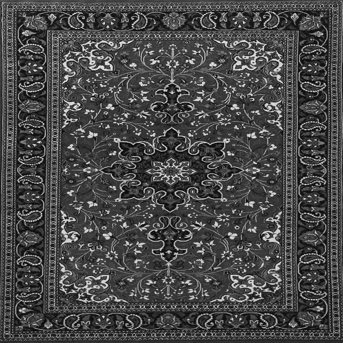 Round Machine Washable Persian Gray Traditional Rug, wshtr1713gry