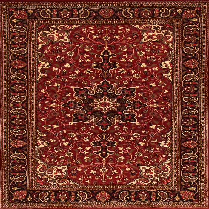 Round Machine Washable Persian Orange Traditional Area Rugs, wshtr1713org