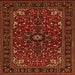 Round Machine Washable Persian Orange Traditional Area Rugs, wshtr1713org