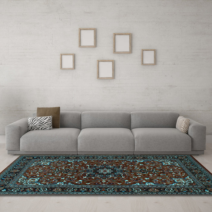 Machine Washable Persian Light Blue Traditional Rug in a Living Room, wshtr1713lblu