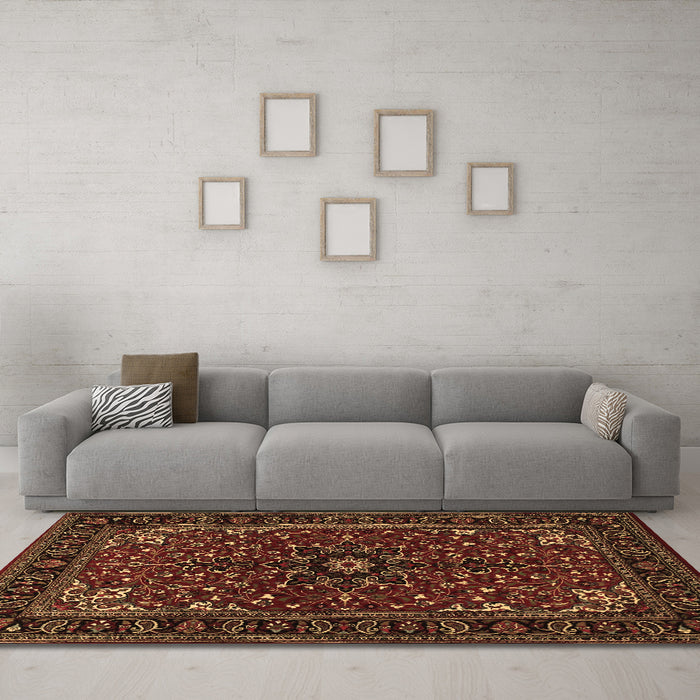 Machine Washable Persian Brown Traditional Rug in a Living Room,, wshtr1713brn