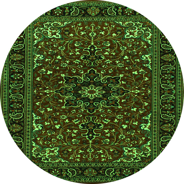 Square Persian Green Traditional Rug, tr1713grn