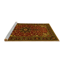 Sideview of Machine Washable Persian Yellow Traditional Rug, wshtr1713yw
