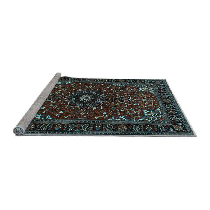 Sideview of Machine Washable Persian Light Blue Traditional Rug, wshtr1713lblu