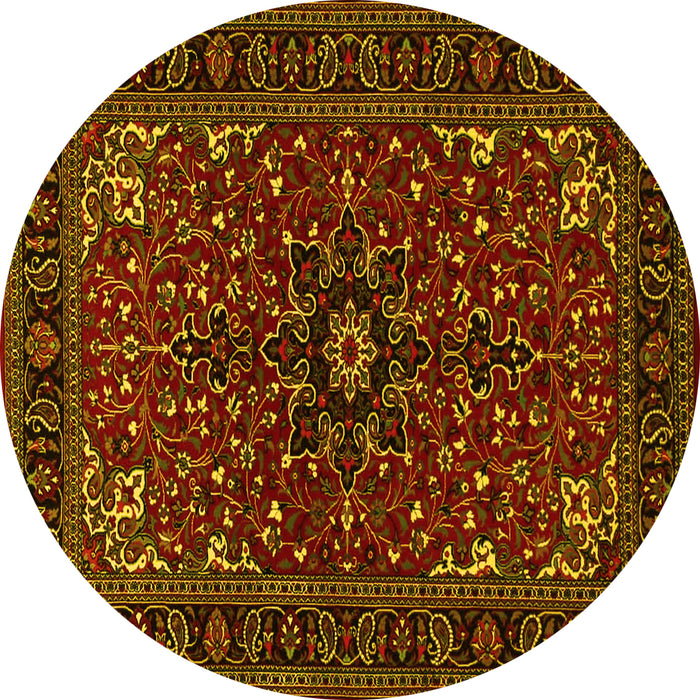 Round Persian Yellow Traditional Rug, tr1713yw