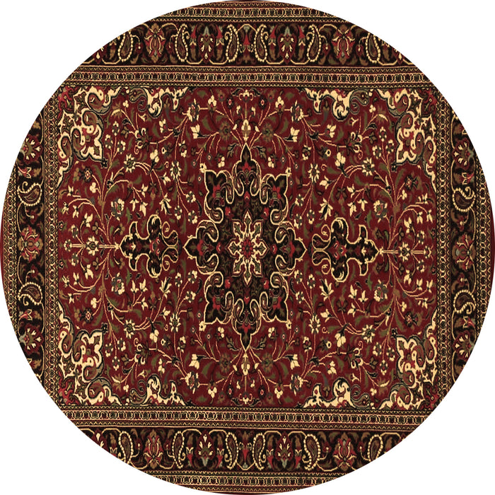 Round Persian Brown Traditional Rug, tr1713brn