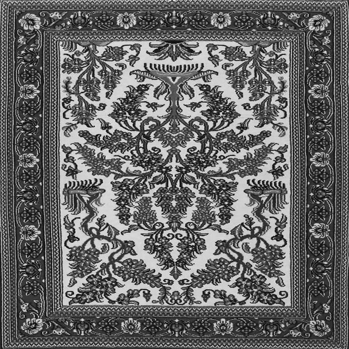 Round Machine Washable Persian Gray Traditional Rug, wshtr1714gry