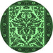 Round Persian Emerald Green Traditional Rug, tr1714emgrn