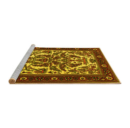 Sideview of Machine Washable Persian Yellow Traditional Rug, wshtr1714yw