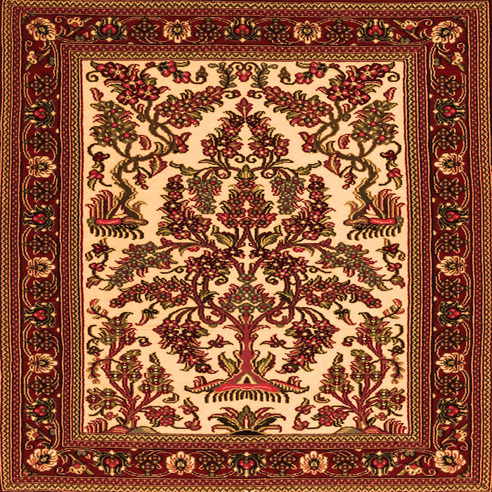Round Machine Washable Persian Orange Traditional Area Rugs, wshtr1714org