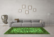 Machine Washable Persian Green Traditional Area Rugs in a Living Room,, wshtr1714grn