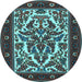 Round Persian Light Blue Traditional Rug, tr1714lblu