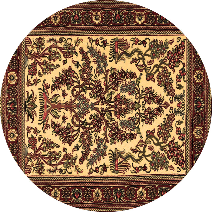 Round Machine Washable Persian Brown Traditional Rug, wshtr1714brn