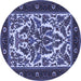 Round Persian Blue Traditional Rug, tr1714blu