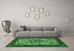 Machine Washable Persian Emerald Green Traditional Area Rugs in a Living Room,, wshtr1714emgrn