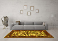 Machine Washable Persian Yellow Traditional Rug, wshtr1714yw