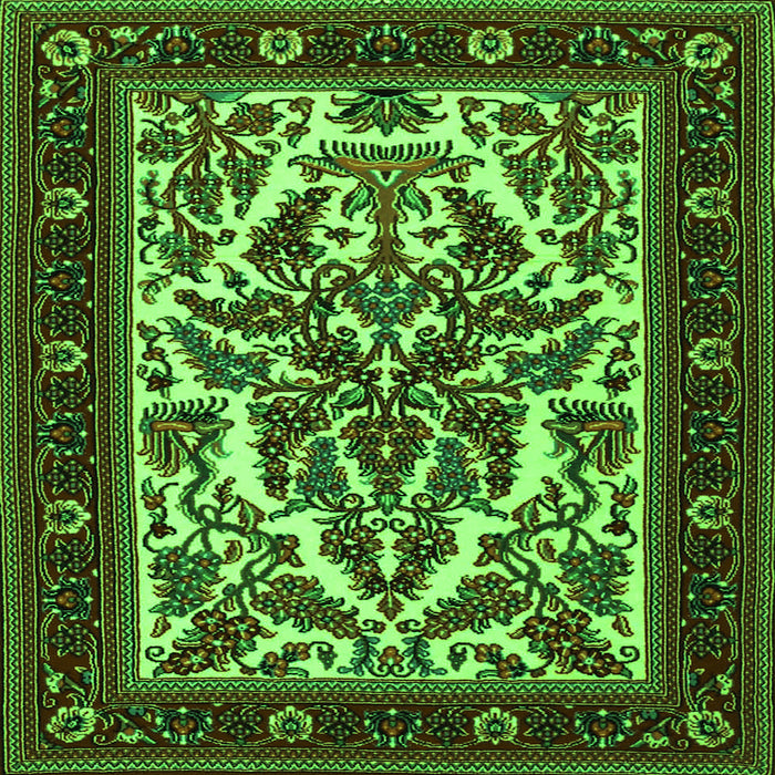 Round Machine Washable Persian Green Traditional Area Rugs, wshtr1714grn