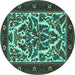 Round Persian Turquoise Traditional Rug, tr1714turq