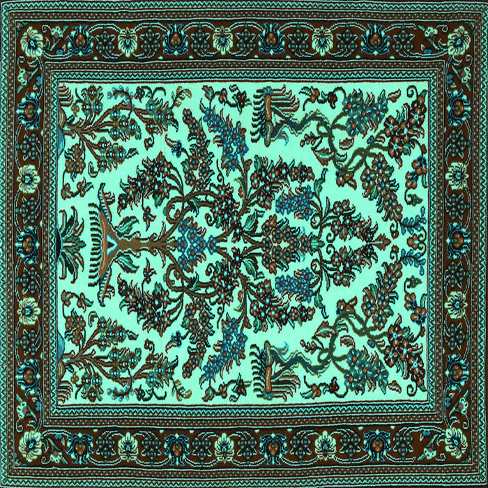 Square Persian Turquoise Traditional Rug, tr1714turq
