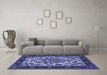 Machine Washable Persian Blue Traditional Rug in a Living Room, wshtr1714blu