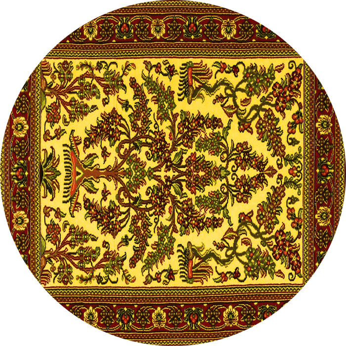 Round Persian Yellow Traditional Rug, tr1714yw