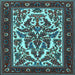 Square Machine Washable Persian Light Blue Traditional Rug, wshtr1714lblu