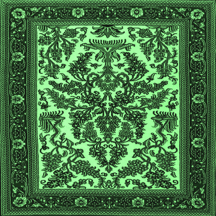 Square Machine Washable Persian Emerald Green Traditional Area Rugs, wshtr1714emgrn