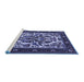 Sideview of Machine Washable Persian Blue Traditional Rug, wshtr1714blu