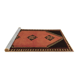 Sideview of Machine Washable Southwestern Brown Country Rug, wshtr1715brn