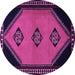 Round Southwestern Purple Country Rug, tr1715pur