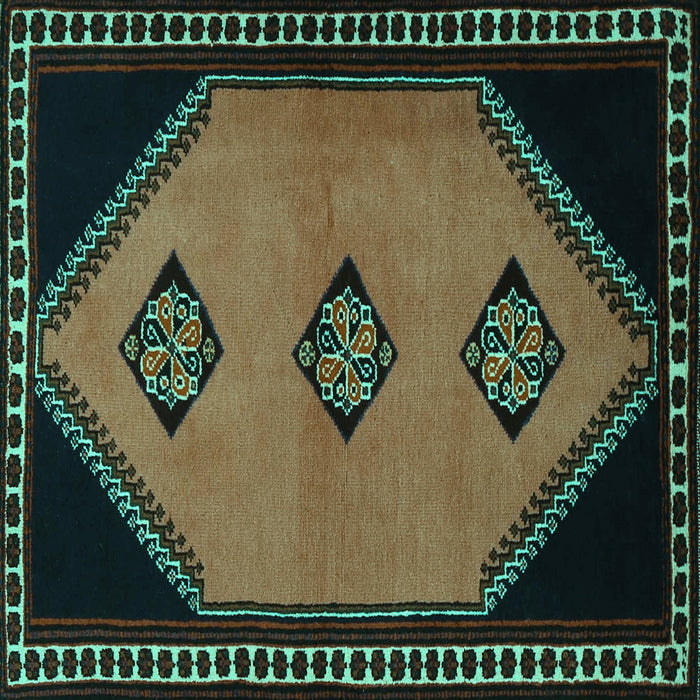 Square Southwestern Turquoise Country Rug, tr1715turq